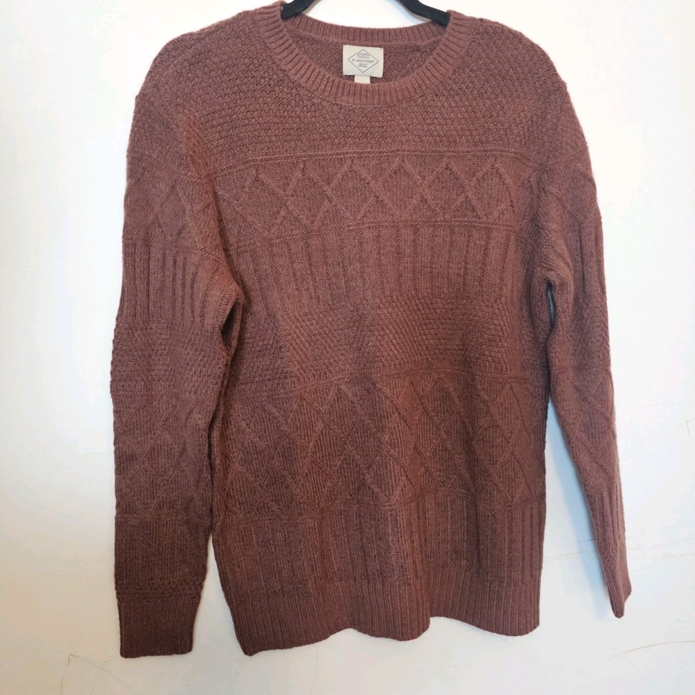 St John's Bay Sweater Men's Sz Med Maroon Crew Neck Knit Long Sleeve Pullover‎